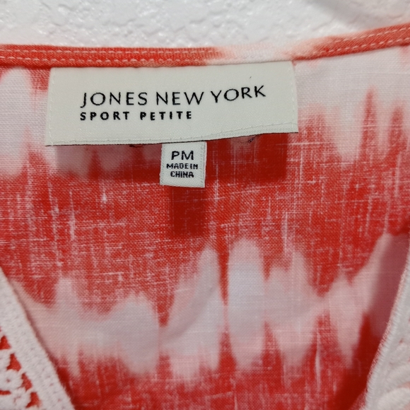 Jones New York Sport Petite 100% linen Tie Dye Boho Blouse size M - Picture 9 of 10